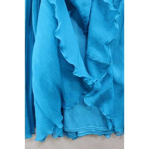 Tadashi Peacock Blue 100% Silky Flowy Dress-Size 12-Whimsigoth-Fairy - Picture 3 of 12